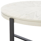 Table basse ronde Deetta en marbre blanc/noir - 91 L x 91 P x 46 H cm - 91Lx91Px46H