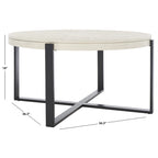 Table basse ronde Deetta en marbre blanc/noir - 91 L x 91 P x 46 H cm - 91Lx91Px46H