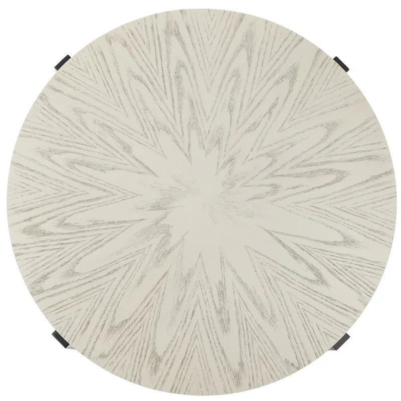 Table basse ronde Deetta en marbre blanc/noir - 91 L x 91 P x 46 H cm - 91Lx91Px46H