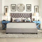 Naples Wingback Button Tufted Upholstered King Bed by 