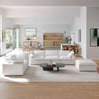Ensemble de 3 canapés de salon, canapé de salon moderne avec pouf de rangement