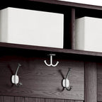 Meuble d'entrée en bois massif avec rangement à chaussures et 1 bac de rangement