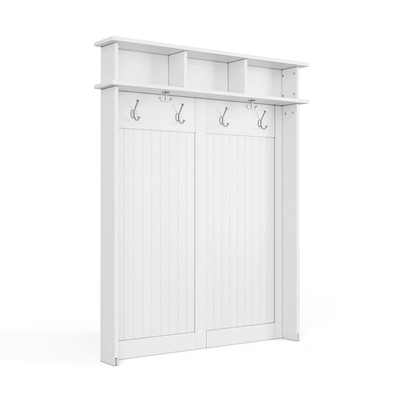 Meuble d'entrée en bois massif avec rangement à chaussures et 1 bac de rangement