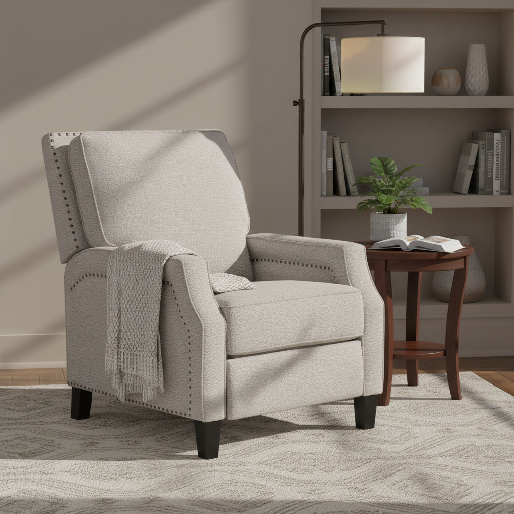 Fauteuil inclinable à dossier poussé et rembourré