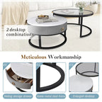 Table basse gigogne ronde imperméable en verre moderne avec tiroir