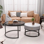 Table basse gigogne ronde imperméable en verre moderne avec tiroir
