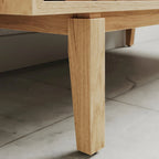  Lucas Storage Oak Wood Coffee Table for Living Room