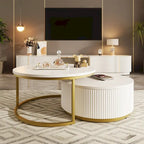 Modern Round Nesting Coffee Table with Drawer (Set of 2) by 