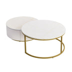 Table basse gigogne ronde et moderne avec tiroir (lot de 2) par