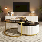 Table basse gigogne ronde et moderne avec tiroir (lot de 2) par