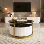 Table basse gigogne ronde et moderne avec tiroir (lot de 2) par