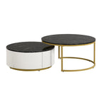 Table basse gigogne ronde et moderne avec tiroir (lot de 2) par