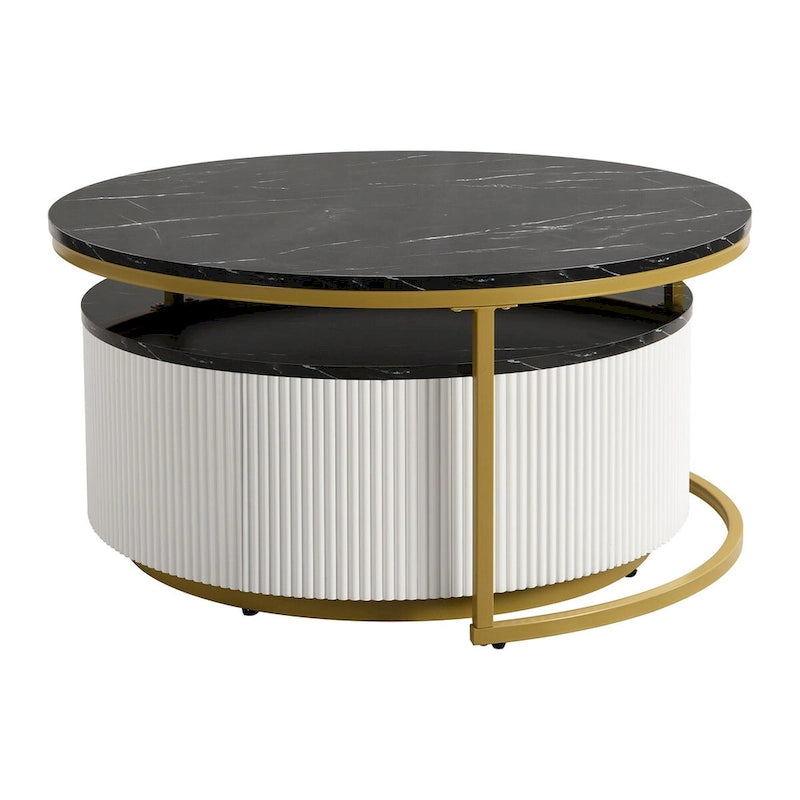 Table basse gigogne ronde et moderne avec tiroir (lot de 2) par