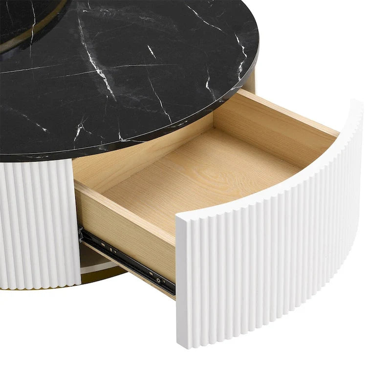 Table basse gigogne ronde et moderne avec tiroir (lot de 2) par