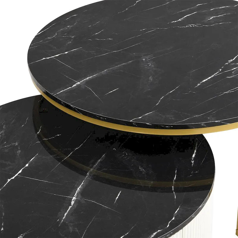 Table basse gigogne ronde et moderne avec tiroir (lot de 2) par