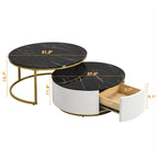 Table basse gigogne ronde et moderne avec tiroir (lot de 2) par