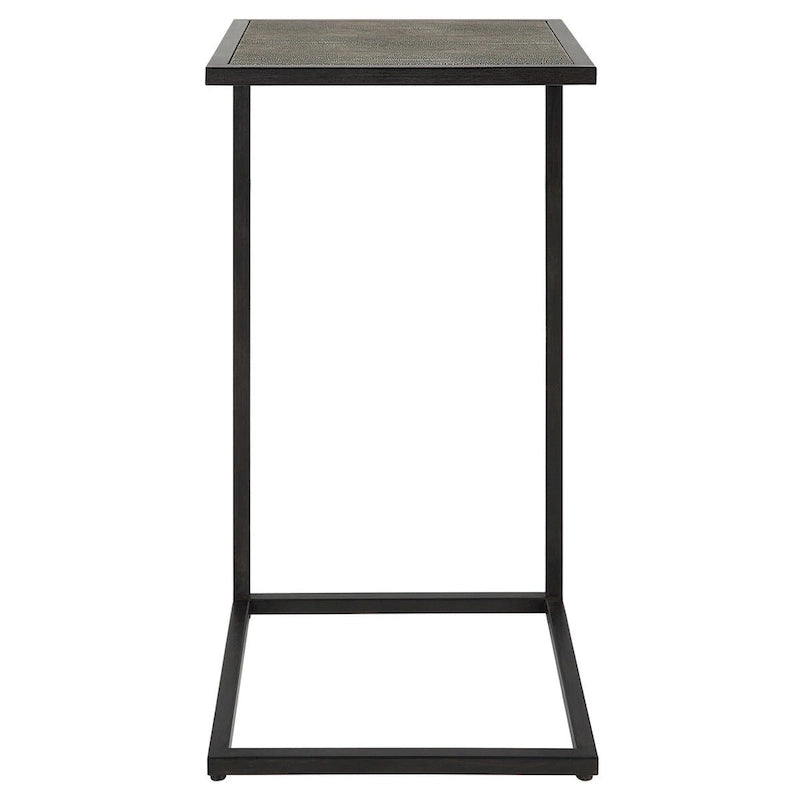 Table d'appoint en fer noir antique et galuchat par