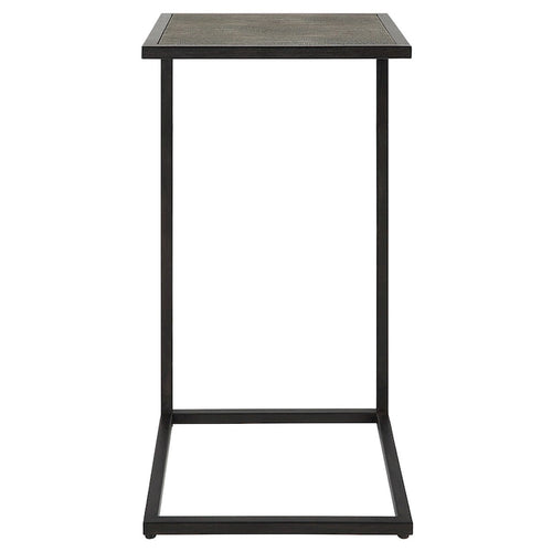 Table d'appoint en fer noir antique et galuchat par
