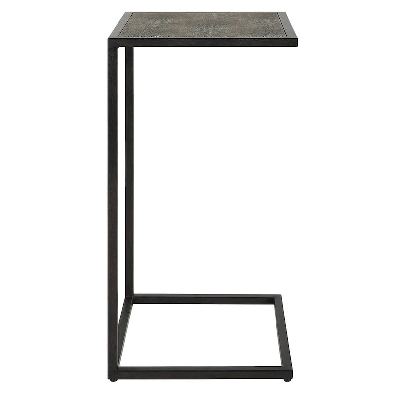 Table d'appoint en fer noir antique et galuchat par