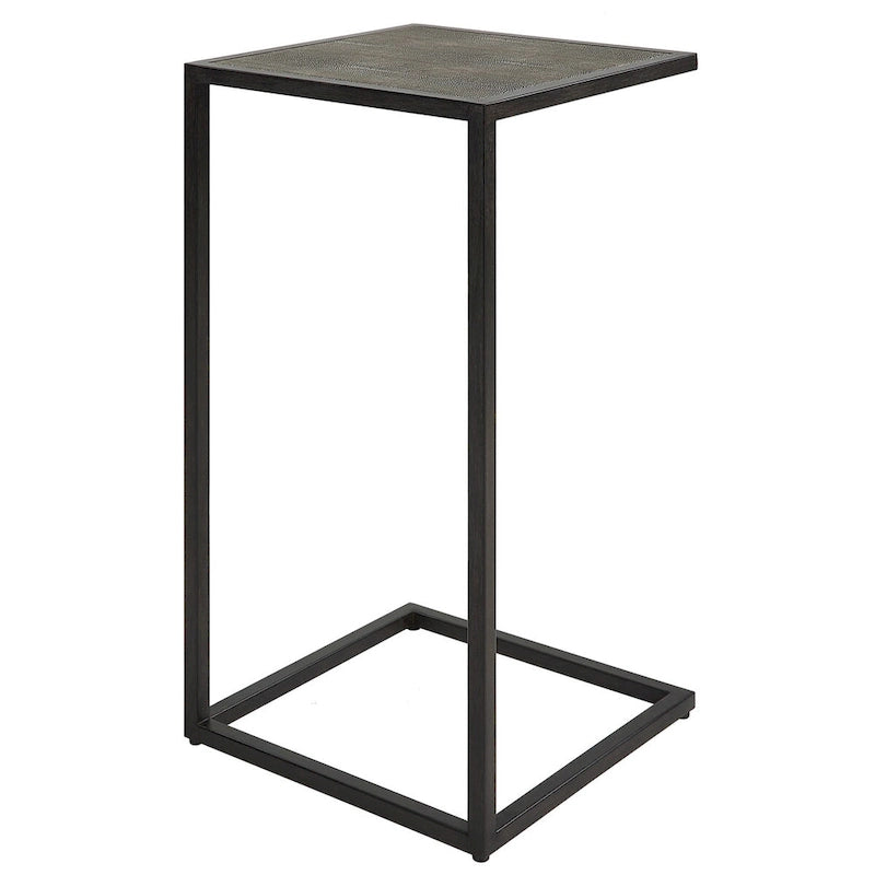 Table d'appoint en fer noir antique et galuchat par