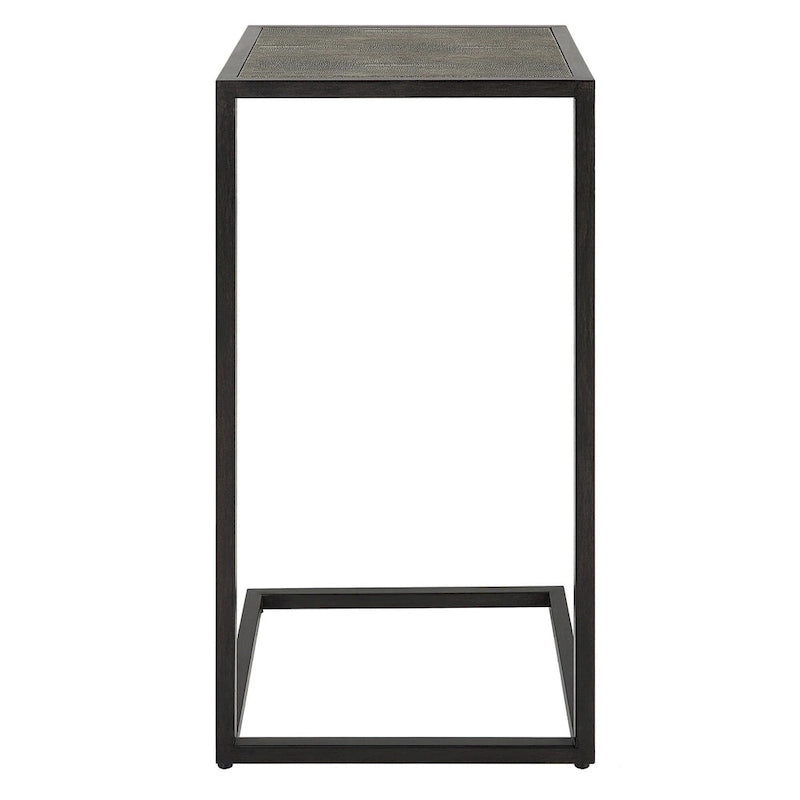 Table d'appoint en fer noir antique et galuchat par