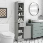 Meuble Colonne de Salle de Bain, Meuble de Rangement sur Pied avec Tiroir et Étagère Réglable