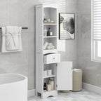 Meuble Colonne de Salle de Bain, Meuble de Rangement sur Pied avec Tiroir et Étagère Réglable
