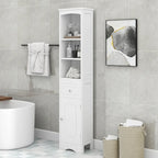 Meuble Colonne de Salle de Bain, Meuble de Rangement sur Pied avec Tiroir et Étagère Réglable