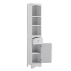 Meuble Colonne de Salle de Bain, Meuble de Rangement sur Pied avec Tiroir et Étagère Réglable