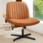 Chaise de bureau sans roulettes, rembourrée, réglable, pivotante, sans accoudoirs, avec pieds croisés