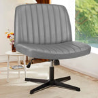 Chaise de bureau sans roulettes, rembourrée, réglable, pivotante, sans accoudoirs, avec pieds croisés