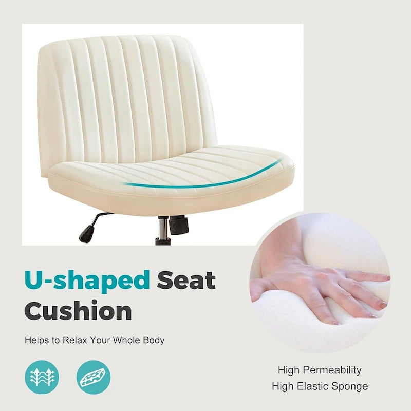 Chaise de bureau sans roulettes, rembourrée, réglable, pivotante, sans accoudoirs, avec pieds croisés