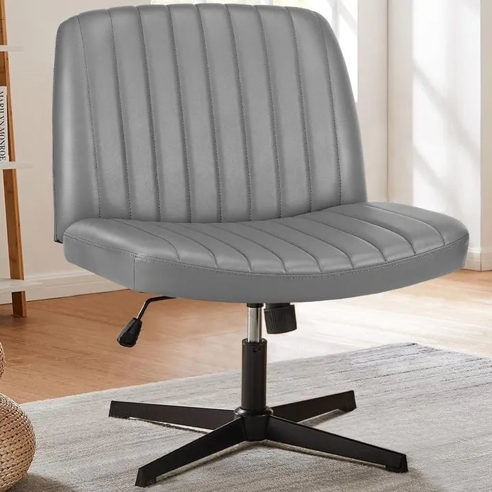 Chaise de bureau sans roulettes, rembourrée, réglable, pivotante, sans accoudoirs, avec pieds croisés