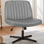 Chaise de bureau sans roulettes, rembourrée, réglable, pivotante, sans accoudoirs, avec pieds croisés