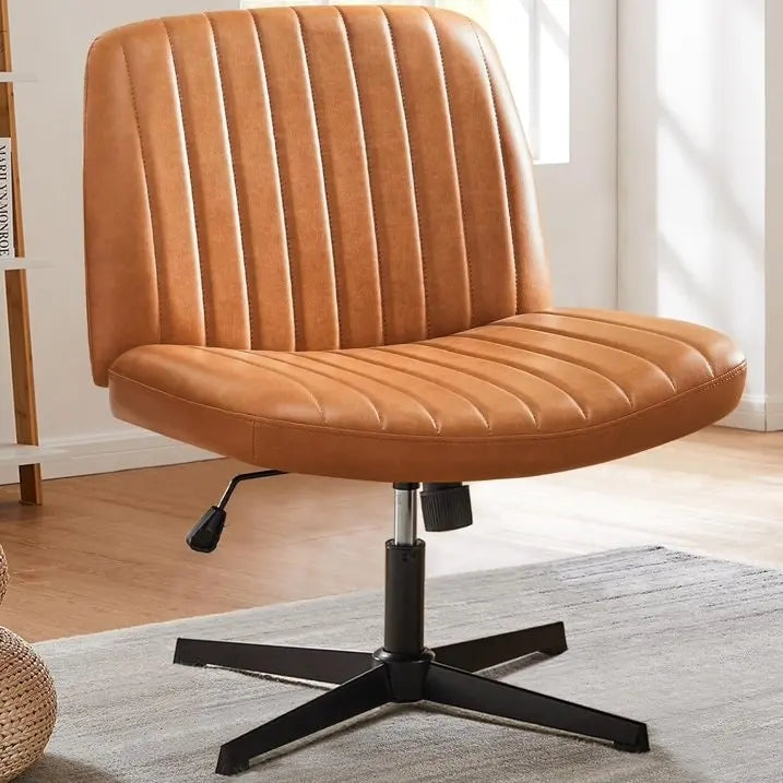 Chaise de bureau sans roulettes, rembourrée, réglable, pivotante, sans accoudoirs, avec pieds croisés