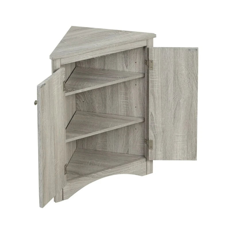 Meuble d'angle triangulaire en MDF avec étagères réglables