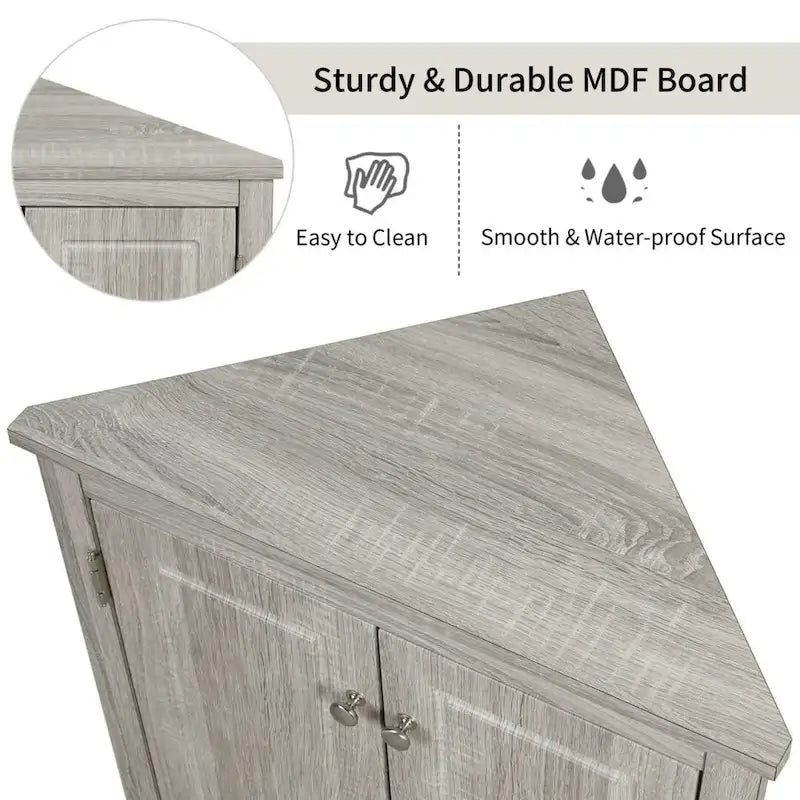Meuble d'angle triangulaire en MDF avec étagères réglables
