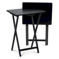  Folding TV Tray Tables with Compact Storage Rack, Black, 2 Piece Set - 18.44