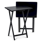  Folding TV Tray Tables with Compact Storage Rack, Black, 2 Piece Set - 18.44