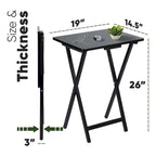 Plateaux de table pliables pour télévision avec support de rangement compact, Noir, Ensemble de 2 pièces - 18.44