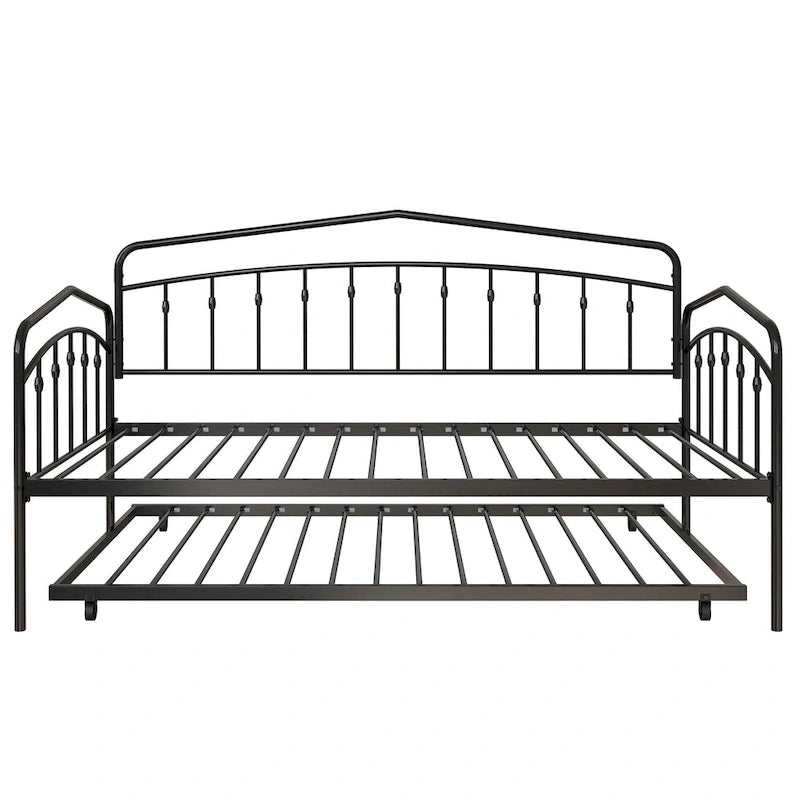 Calantha – Lit de repos double moderne en métal avec lit gigogne, canapé-lit peu encombrant, par