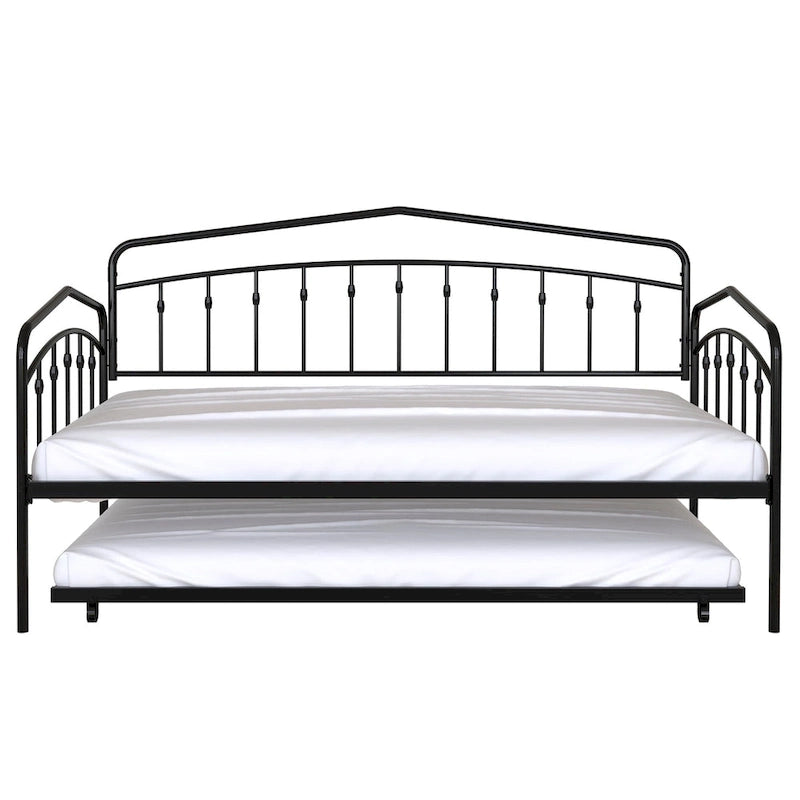 Calantha – Lit de repos double moderne en métal avec lit gigogne, canapé-lit peu encombrant, par