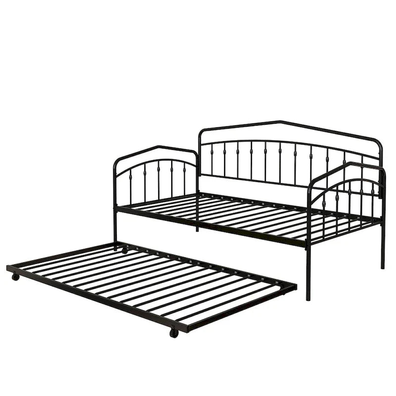 Calantha – Lit de repos double moderne en métal avec lit gigogne, canapé-lit peu encombrant, par