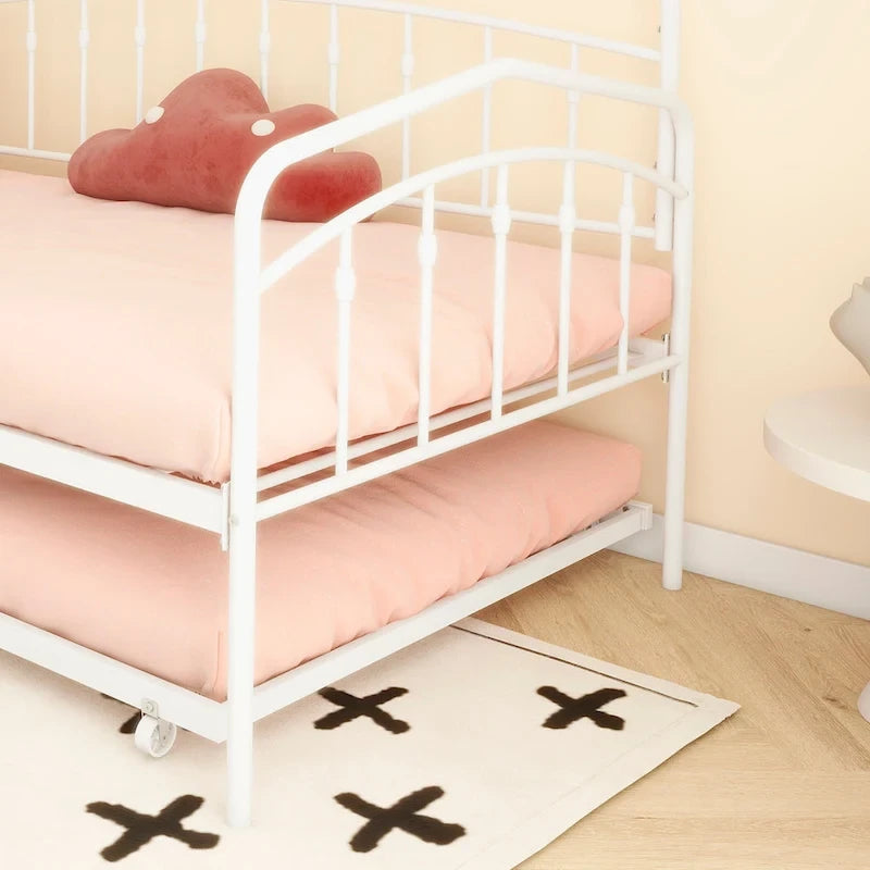 Calantha – Lit de repos double moderne en métal avec lit gigogne, canapé-lit peu encombrant, par