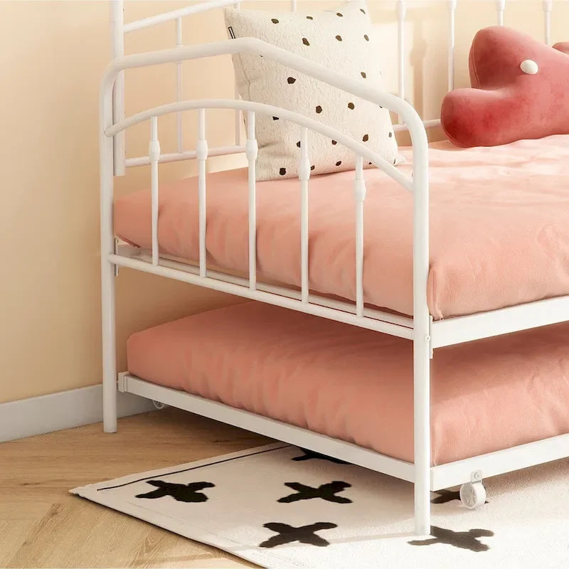 Calantha – Lit de repos double moderne en métal avec lit gigogne, canapé-lit peu encombrant, par