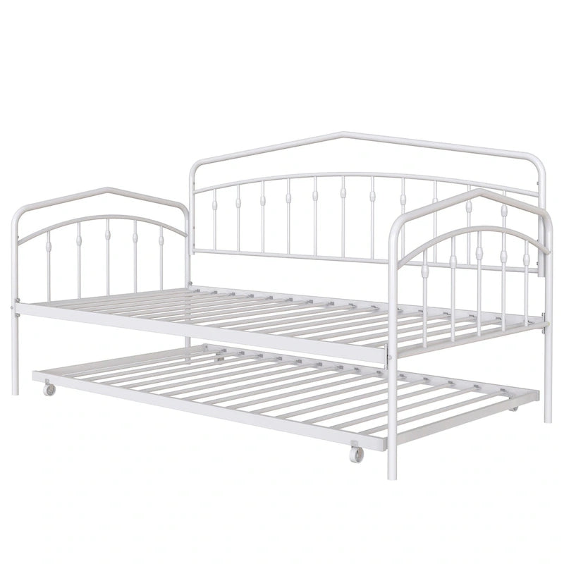 Calantha – Lit de repos double moderne en métal avec lit gigogne, canapé-lit peu encombrant, par