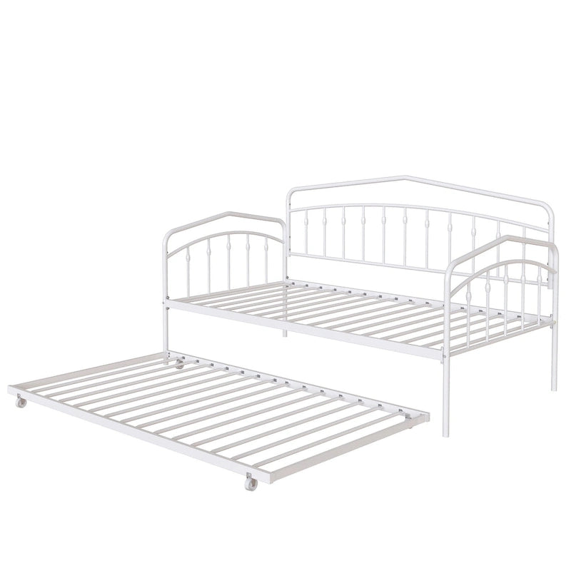 Calantha – Lit de repos double moderne en métal avec lit gigogne, canapé-lit peu encombrant, par