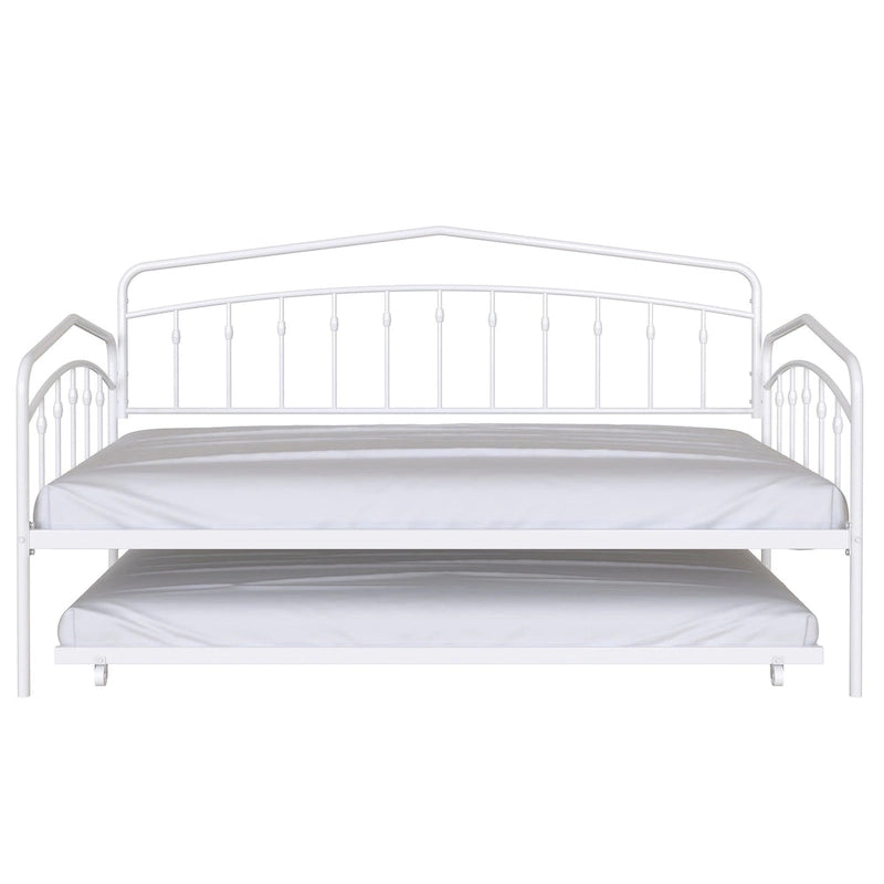 Calantha – Lit de repos double moderne en métal avec lit gigogne, canapé-lit peu encombrant, par