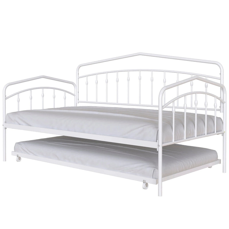 Calantha – Lit de repos double moderne en métal avec lit gigogne, canapé-lit peu encombrant, par