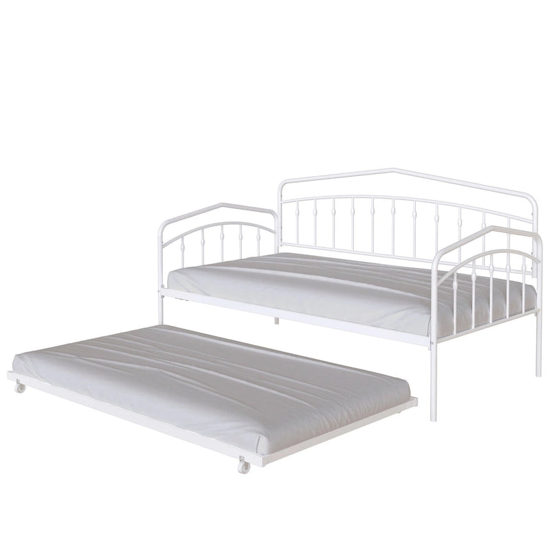 Calantha – Lit de repos double moderne en métal avec lit gigogne, canapé-lit peu encombrant, par